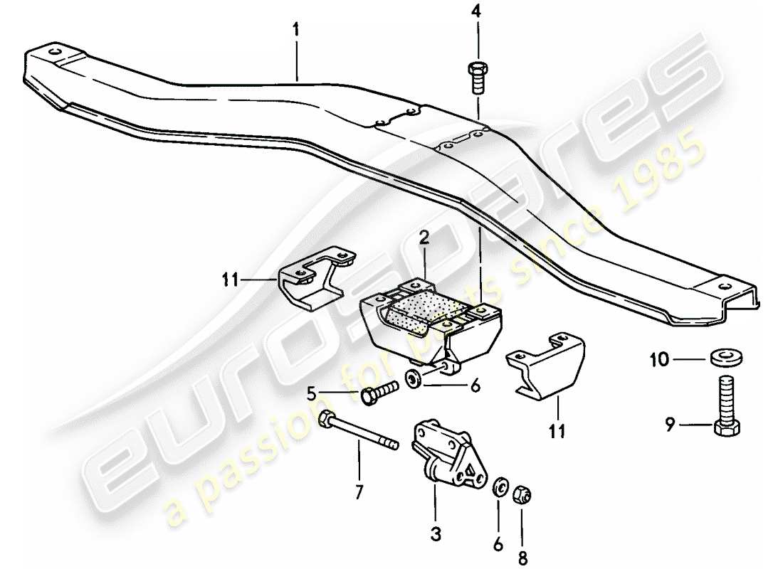 porsche 1988 (944) suspension de transmission - boite de vitesses manuelle schéma des pièces