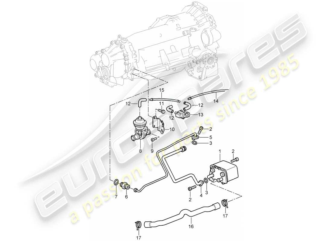 porsche 2008 (997-1 turbo / gt2) tiptronique schéma des pièces
