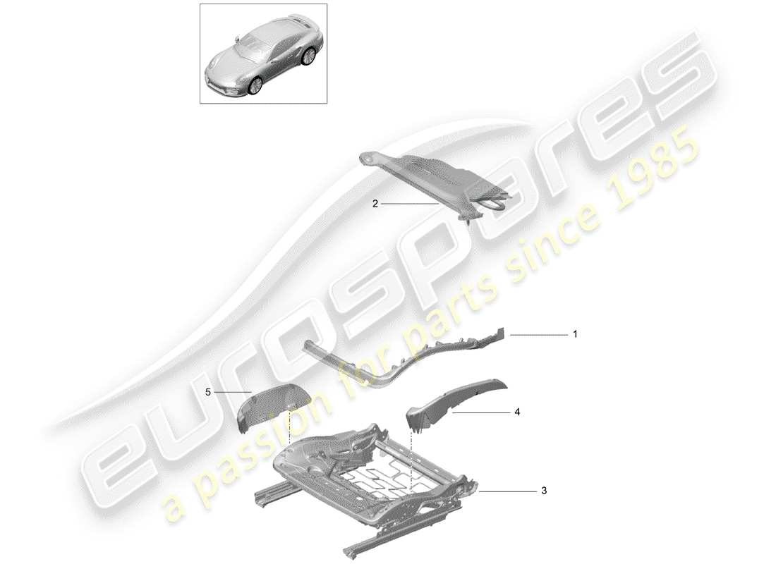 porsche 2016 (991-1 turbo) rembourrage pour siège schéma des pièces