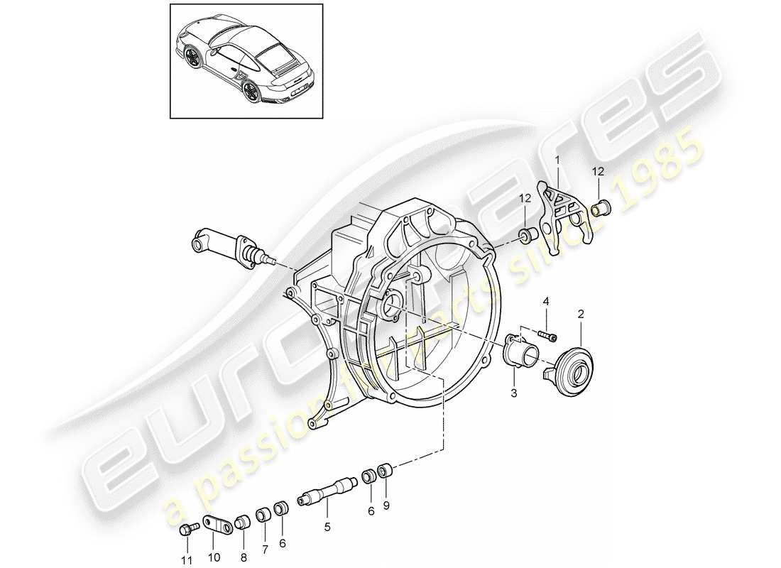 porsche 2011 (997-2 turbo / gt2 rs) debrayage d'embrayage schéma des pièces