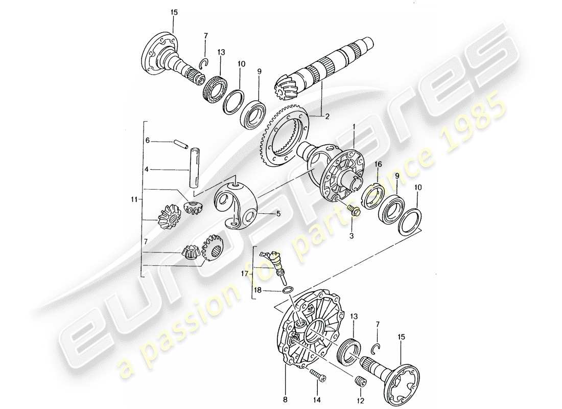 porsche 2003 (986 boxster) différentiel diagramme de pièce