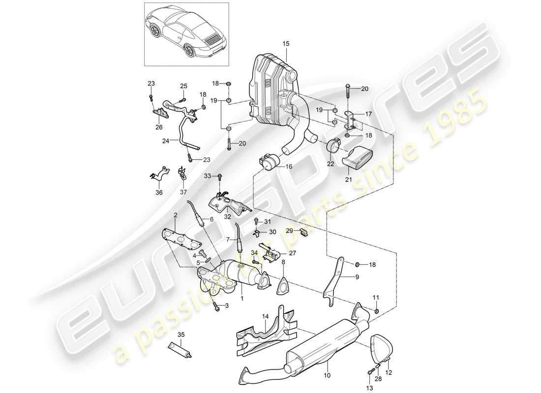 porsche 2011 (997-2) système d'échappement schéma des pièces