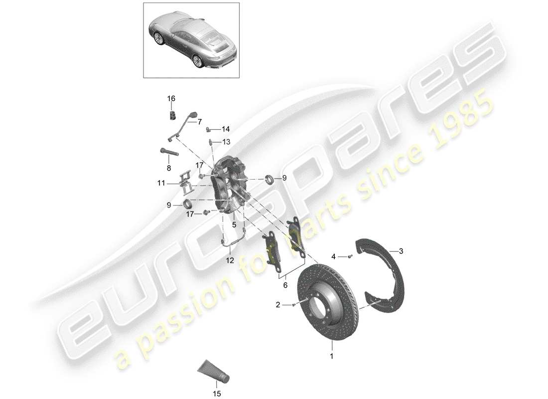 porsche 991 turbo (2020) freins à disque schéma des pièces