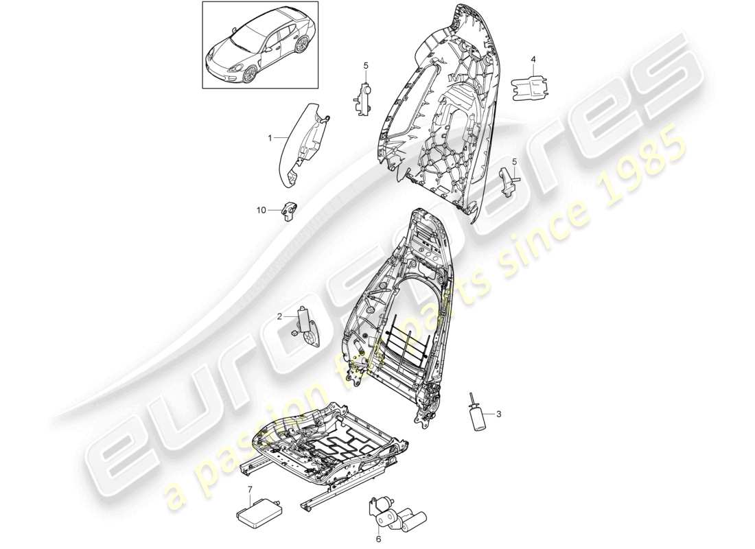 porsche 2010 (cayenne e1 9pa) pièces électriques sièges avant schéma des pièces