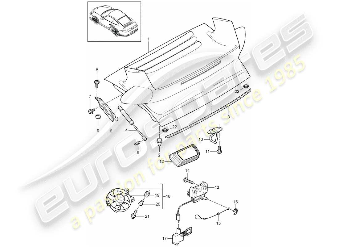 porsche 2013 (997-2 turbo / gt2 rs) couverture diagramme de pièce
