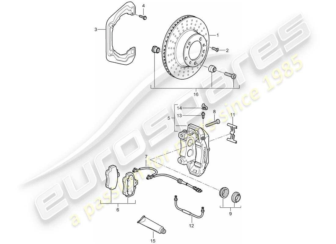 porsche 2007 (997-1 gt3) freins à disque schéma des pièces