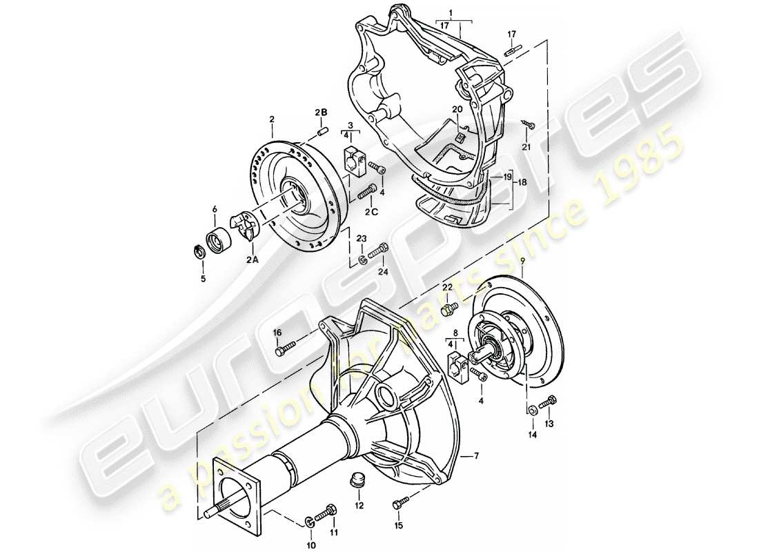 porsche 1983 (924) tube central - transmission automatique schéma des pièces