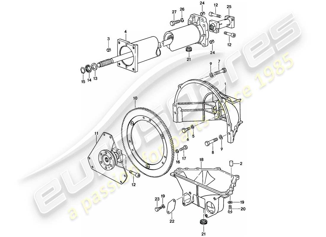 porsche 1981 (928) tube central - transmission automatique schéma des pièces