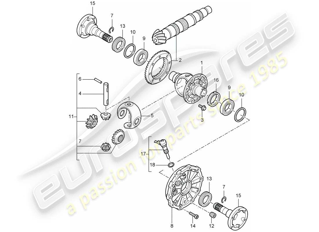 porsche 2007 (987 boxster) différentiel diagramme de pièce