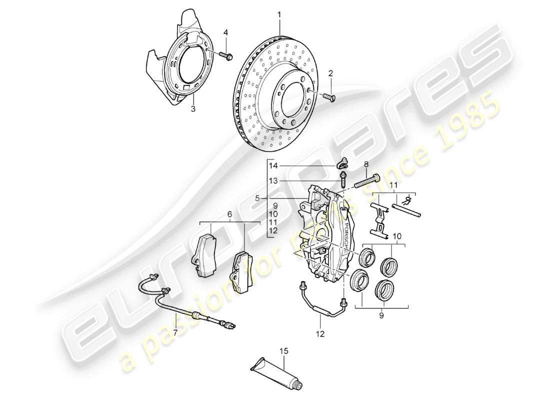 porsche 2007 (987 boxster) frein à disque essieu arrière schéma des pièces
