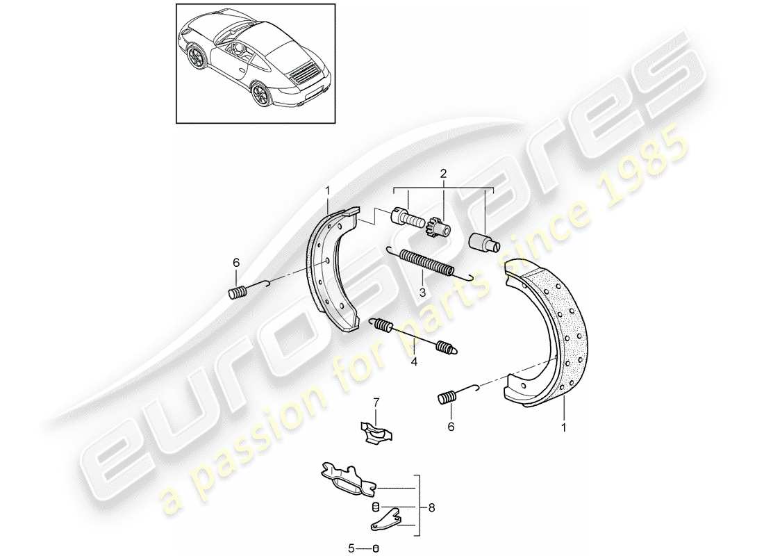 porsche 2011 (997-2) frein à main schéma des pièces