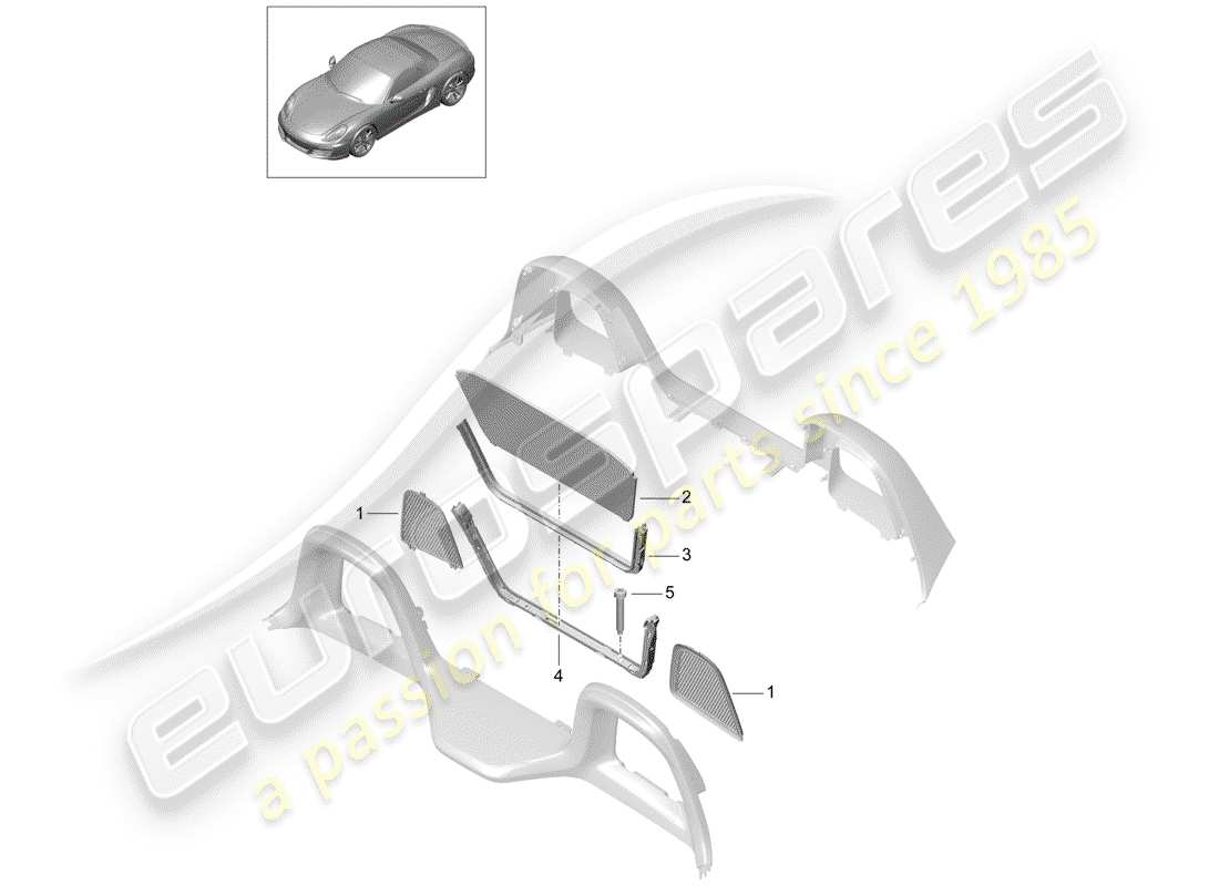 porsche 2014 (981 boxster) pare-brise schéma des pièces