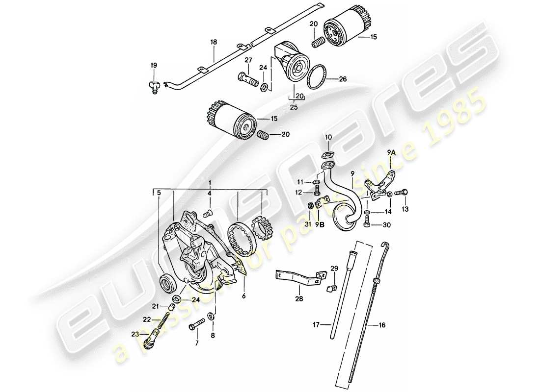 porsche 1982 (924) lubrification du moteur schéma des pièces