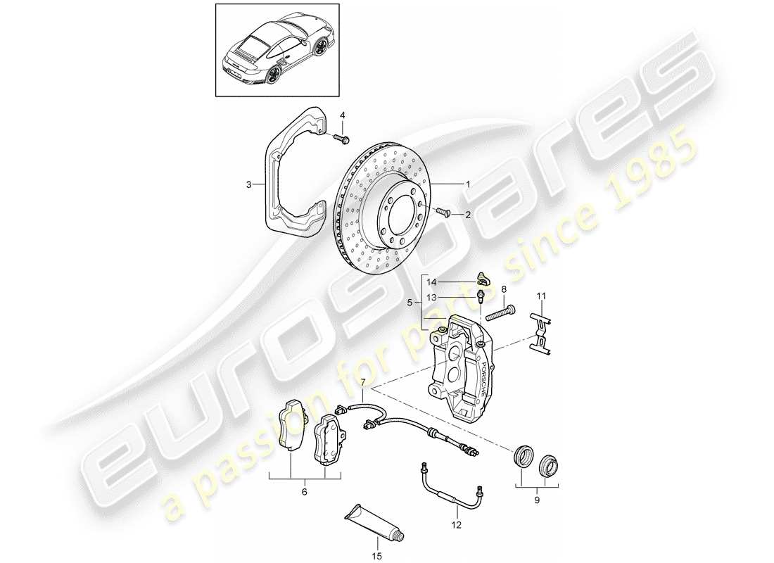 porsche 2013 (997-2 turbo / gt2 rs) freins à disque schéma des pièces