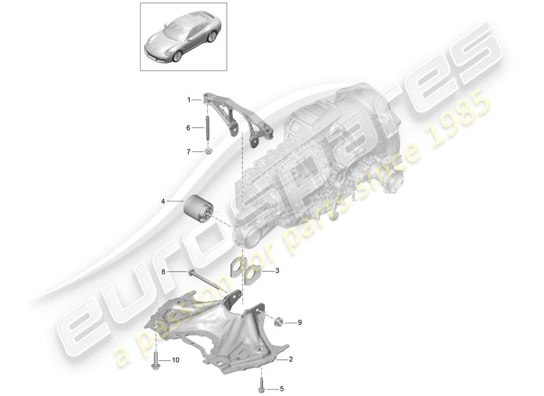 porsche 2020 (991-2) sous-cadre schéma des pièces