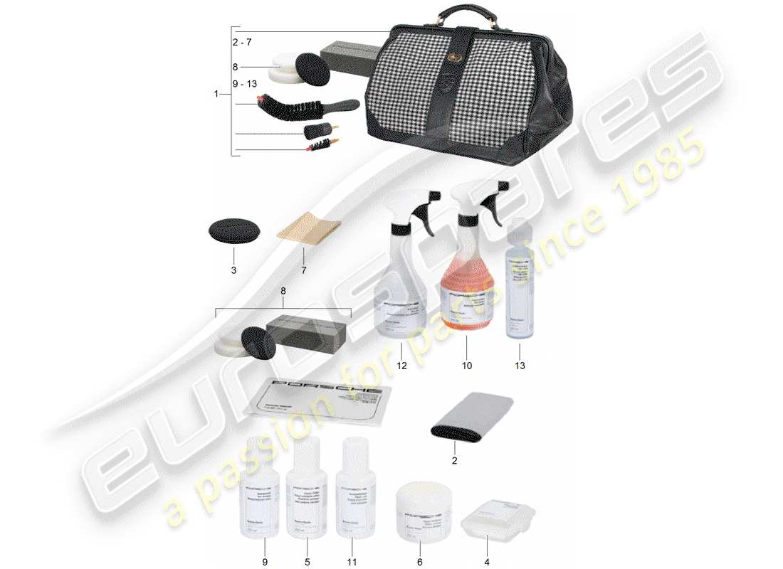porsche 2008 (accessories) agent de nettoyage - porsche schéma des pièces classic