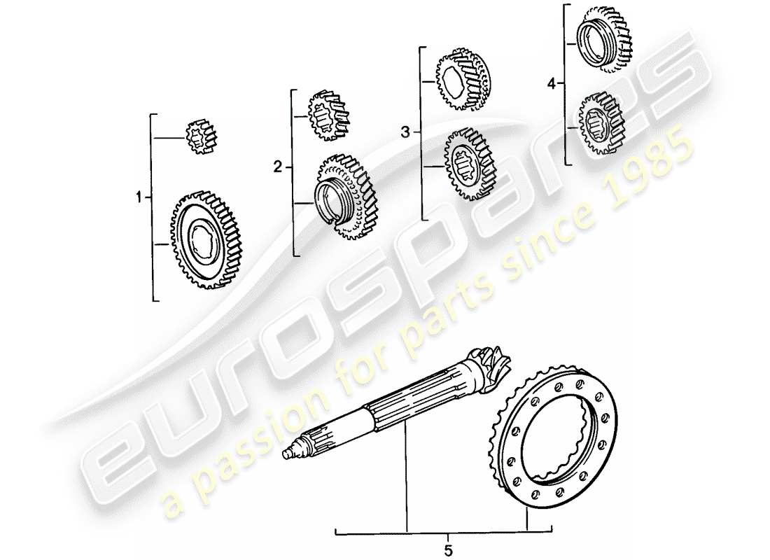 porsche 1989 (911) ensembles de roues d'engrenages - 4-speed schéma des pièces