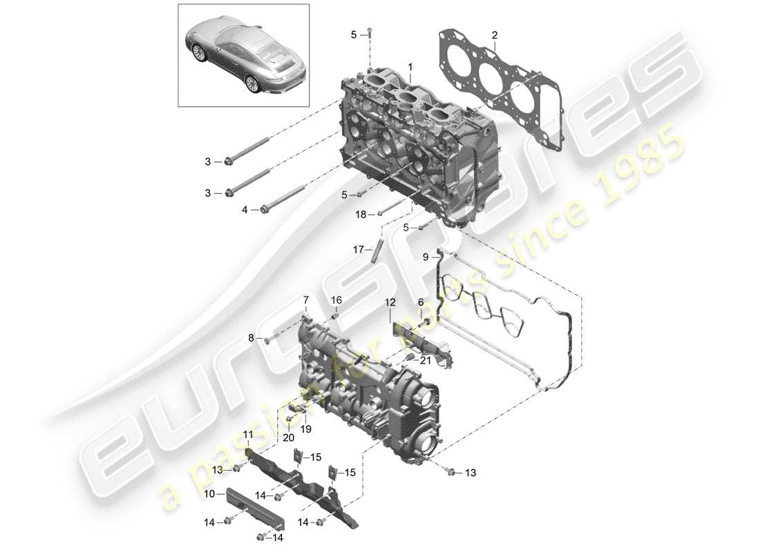 porsche 2020 (991-2) culasse schéma des pièces