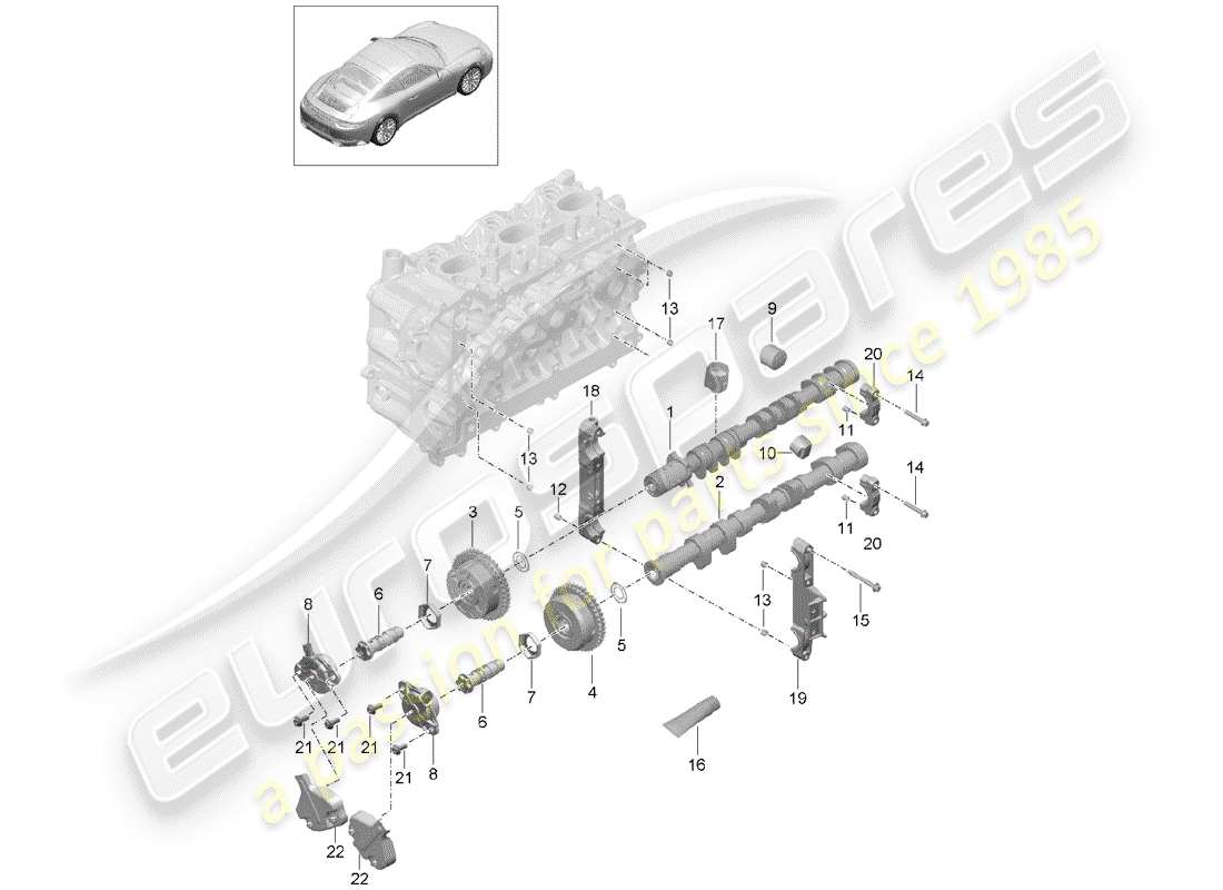 porsche 2020 (991-2) arbre à cames schéma des pièces
