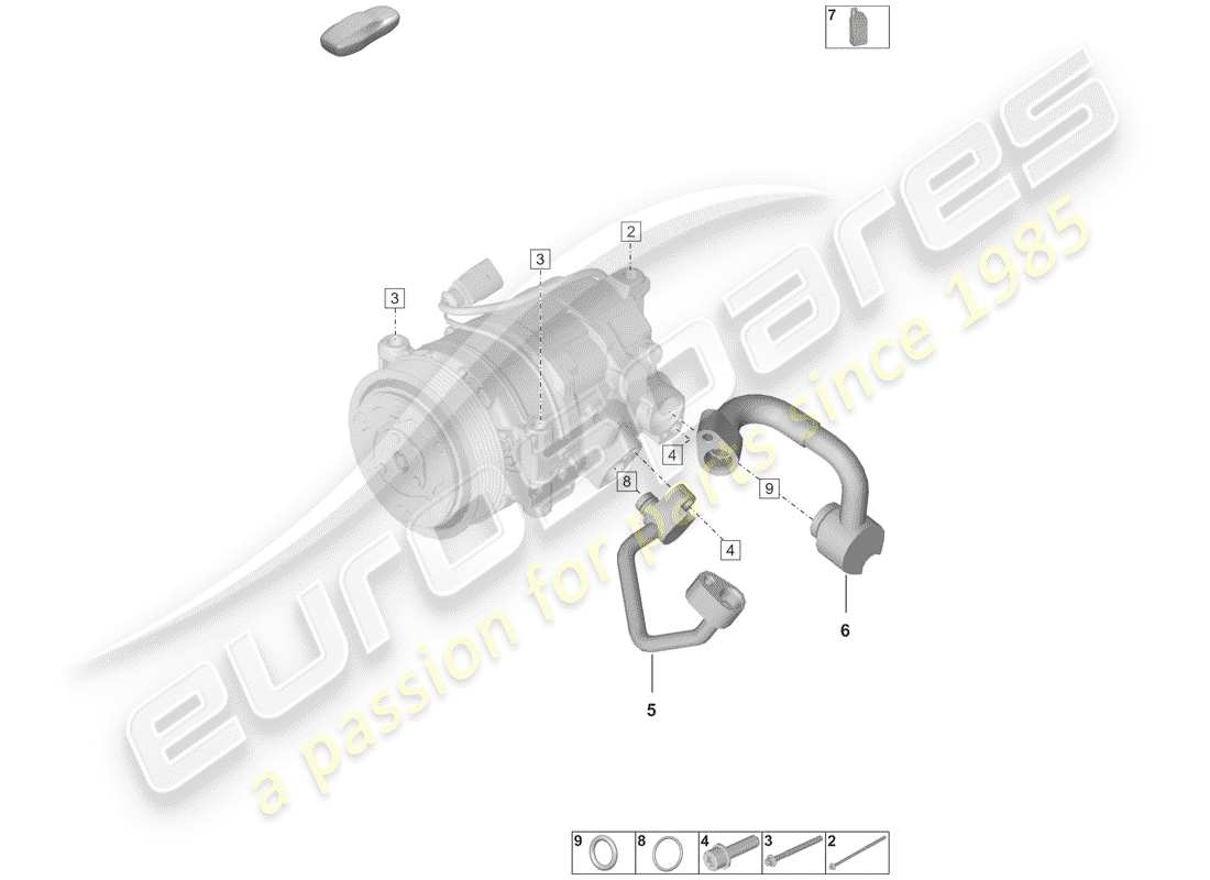 porsche 2019 (992-1) compresseur de climatiseur schéma des pièces