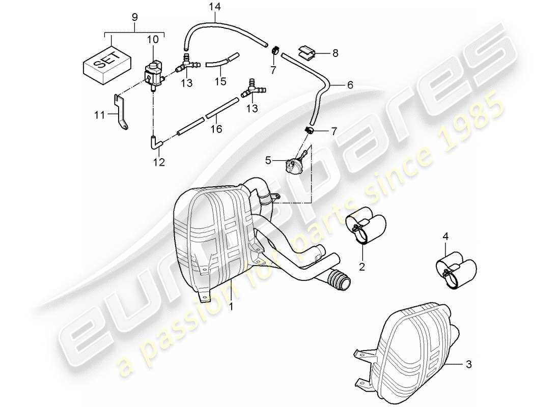 porsche 2005 (997-1) système d'échappement schéma des pièces