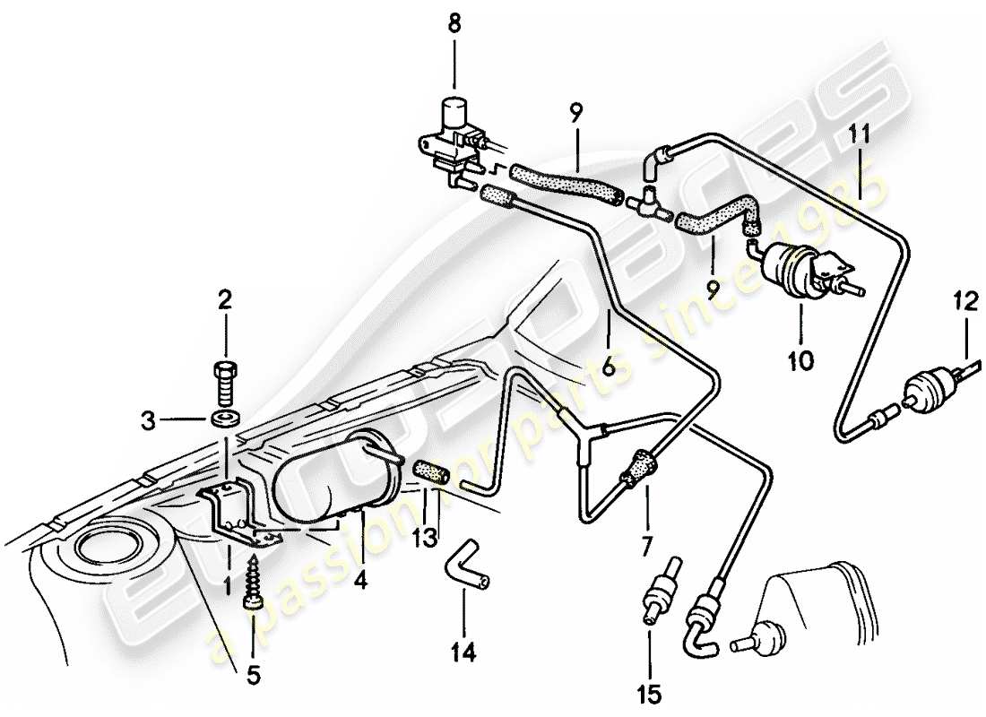 porsche 1982 (944) contrôle du vide schéma des pièces
