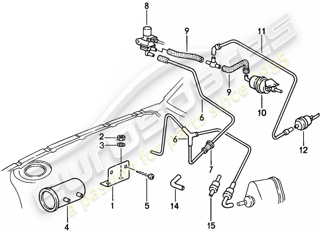 porsche 1987 (924s) contrôle du vide schéma des pièces