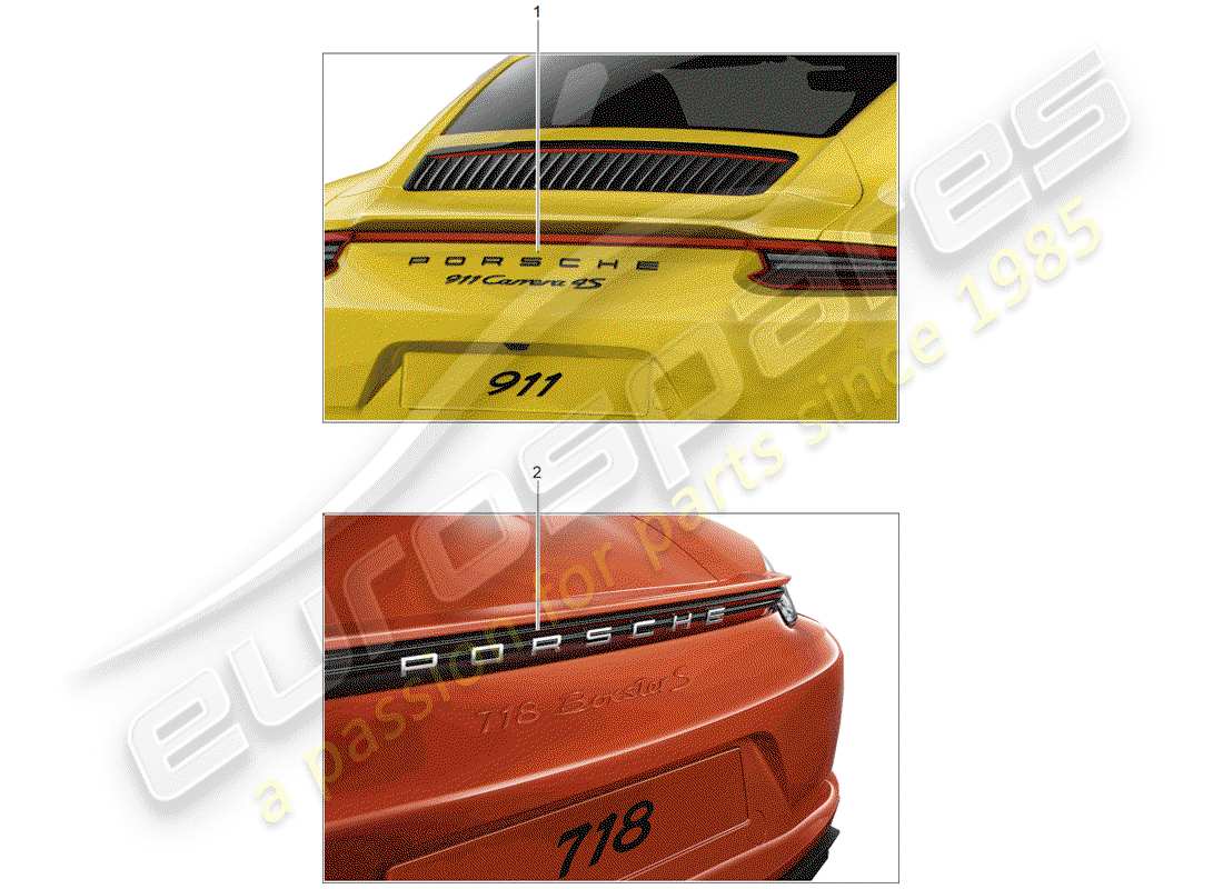 un schéma de pièces du catalogue de pièces porsche 2020 (tequipment 98x/99x)