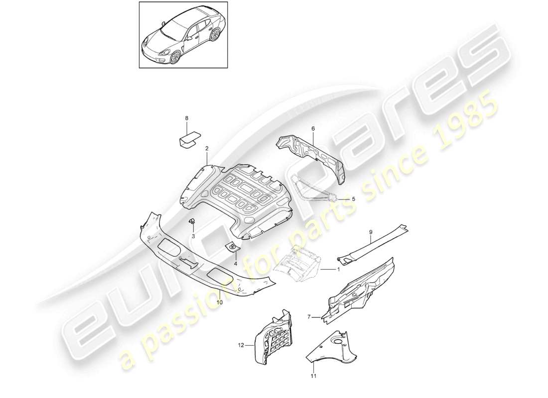 un schéma de pièces du catalogue de pièces porsche 2013 (panamera 970)