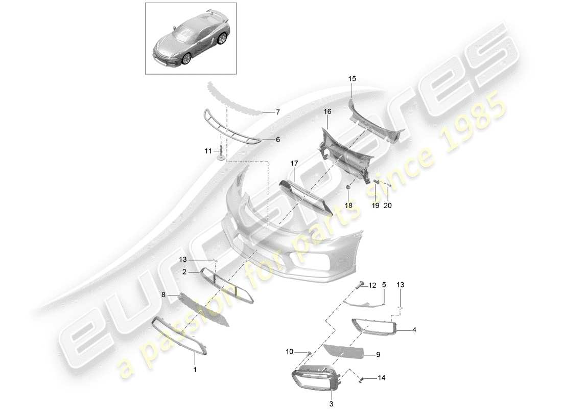 un schéma de pièces du catalogue de pièces porsche cayman