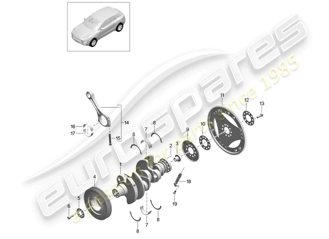 un schéma de pièces du catalogue de pièces porsche 2018 (macan)