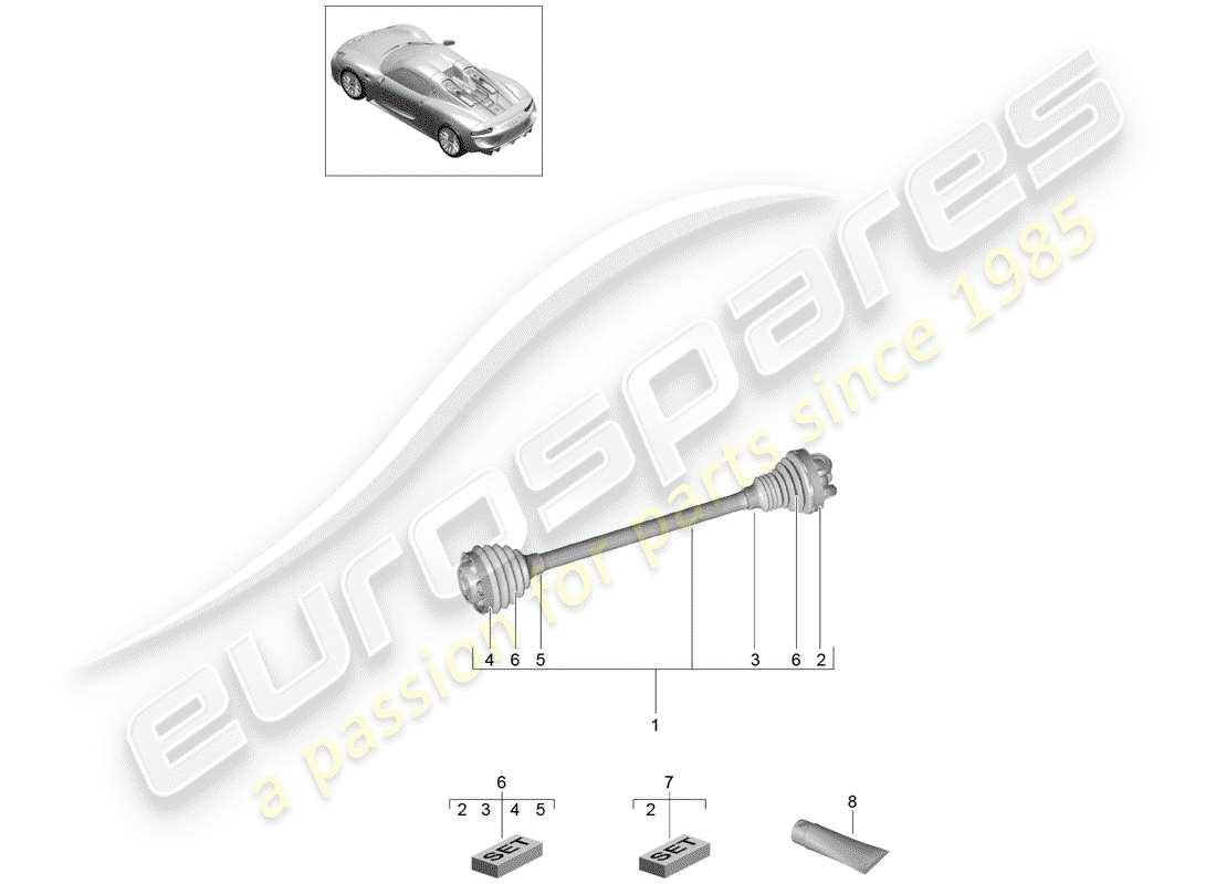 un schéma de pièces du catalogue de pièces porsche 918 spyder