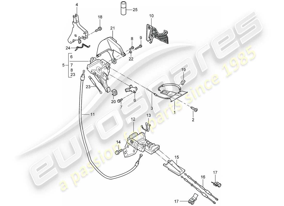 un schéma de pièces du catalogue de pièces porsche 2003 (cayenne e1 9pa)