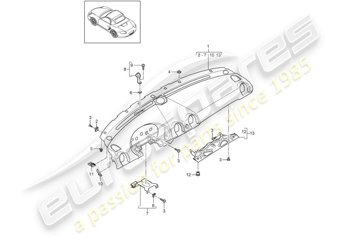un schéma de pièces du catalogue de pièces porsche 2008 (987 boxster)