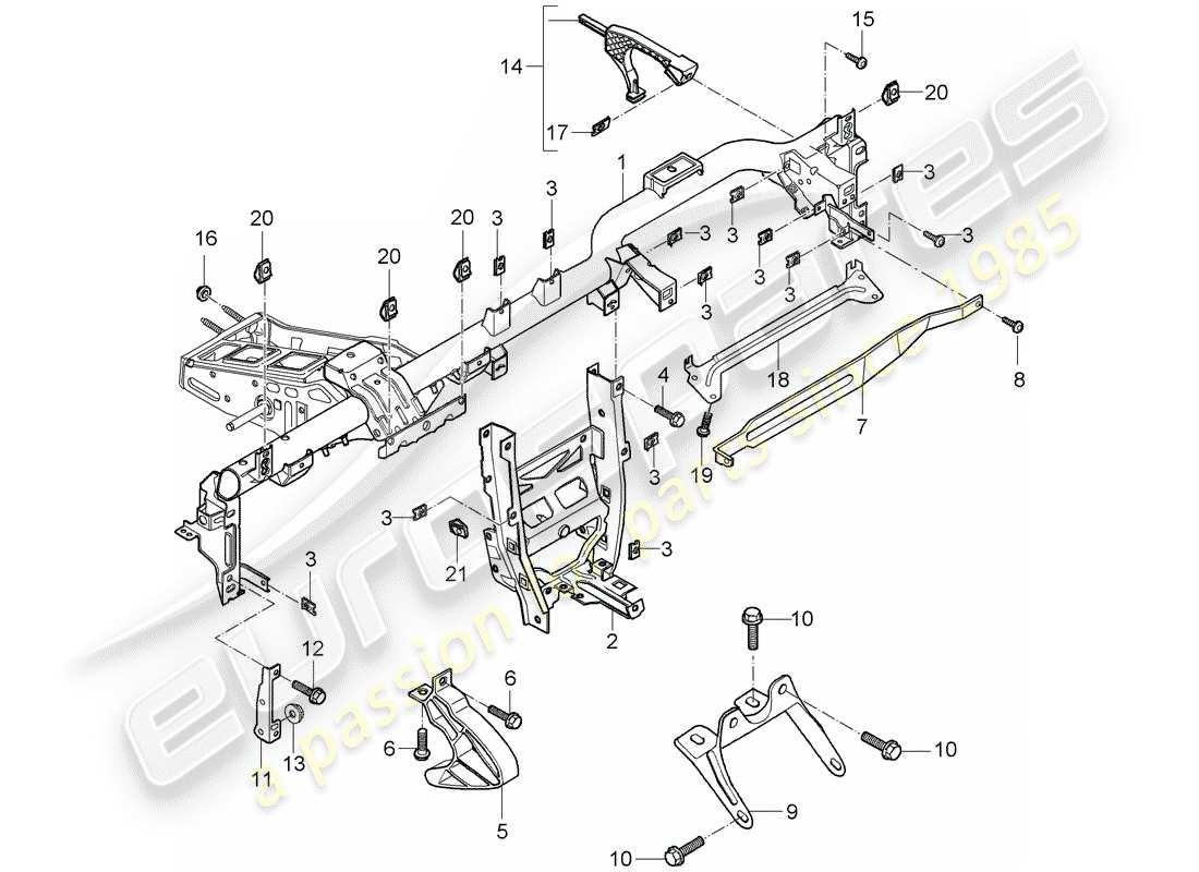 un schéma de pièces du catalogue de pièces porsche 2008 (987 cayman)