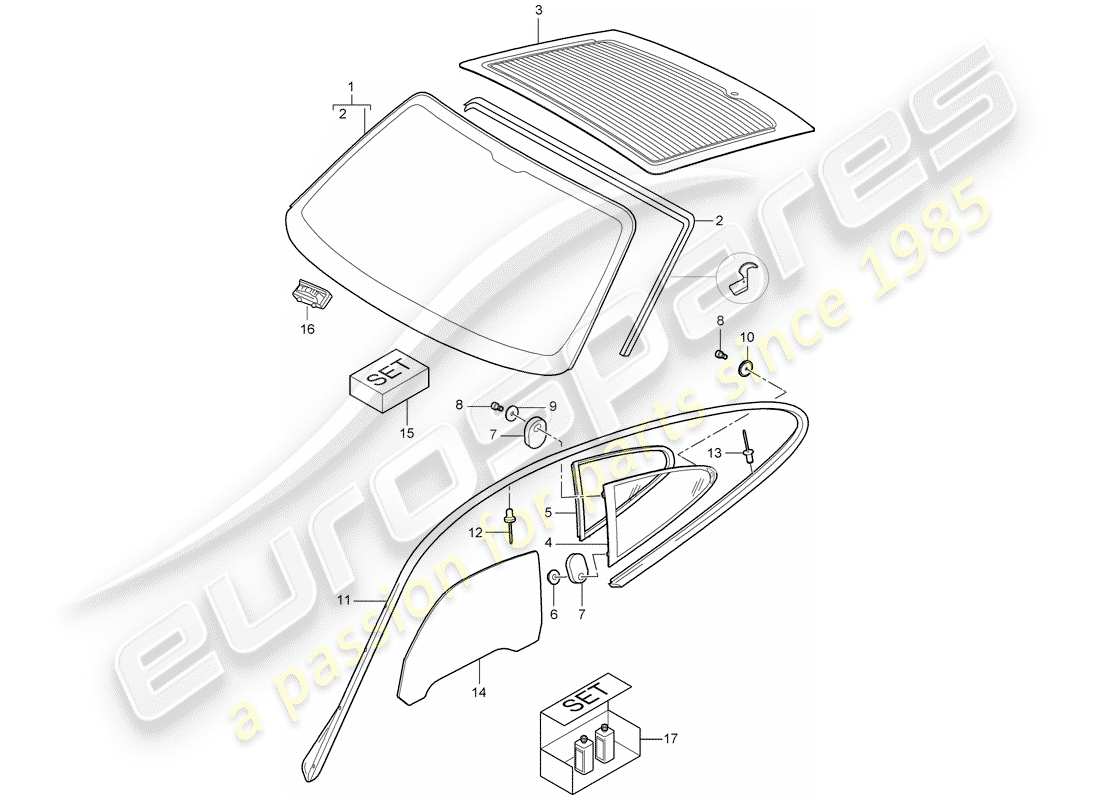 un schéma de pièces du catalogue de pièces porsche 997
