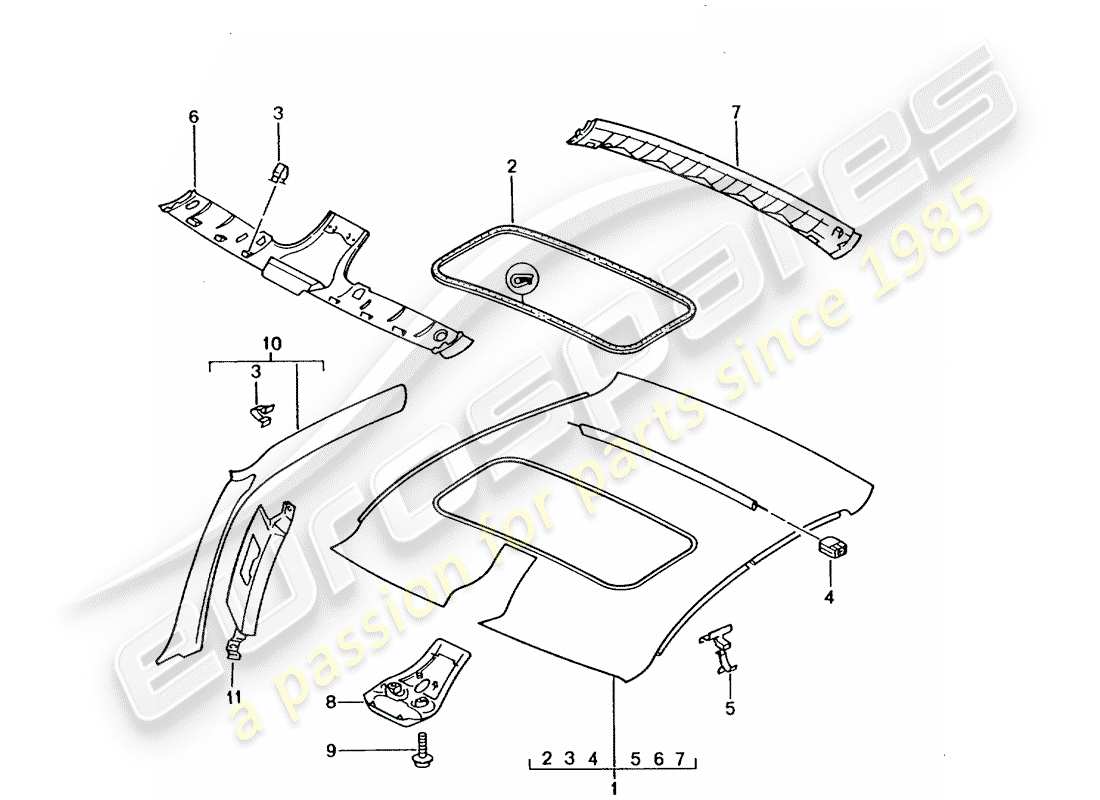 un schéma de pièces du catalogue de pièces porsche 996