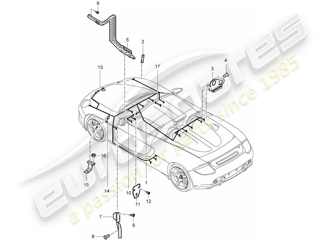 un schéma de pièces du catalogue de pièces porsche carrera gt