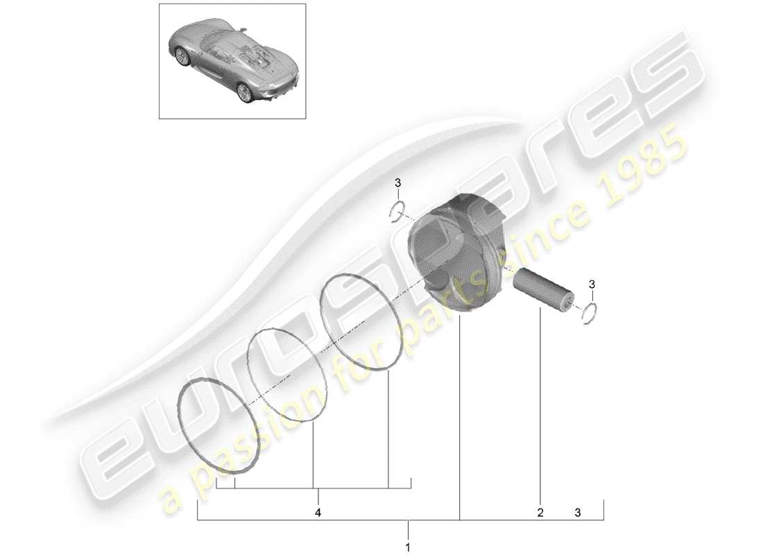 un schéma de pièces du catalogue de pièces porsche 918 spyder