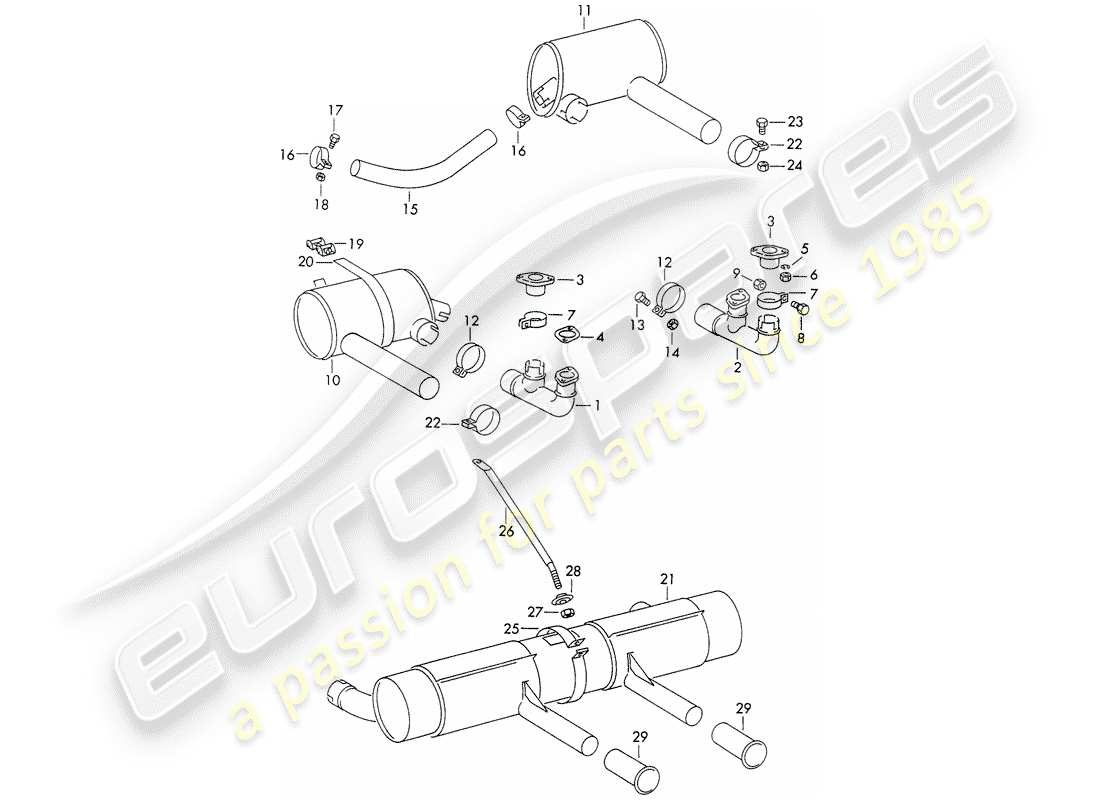 un schéma de pièces du catalogue de pièces porsche 356