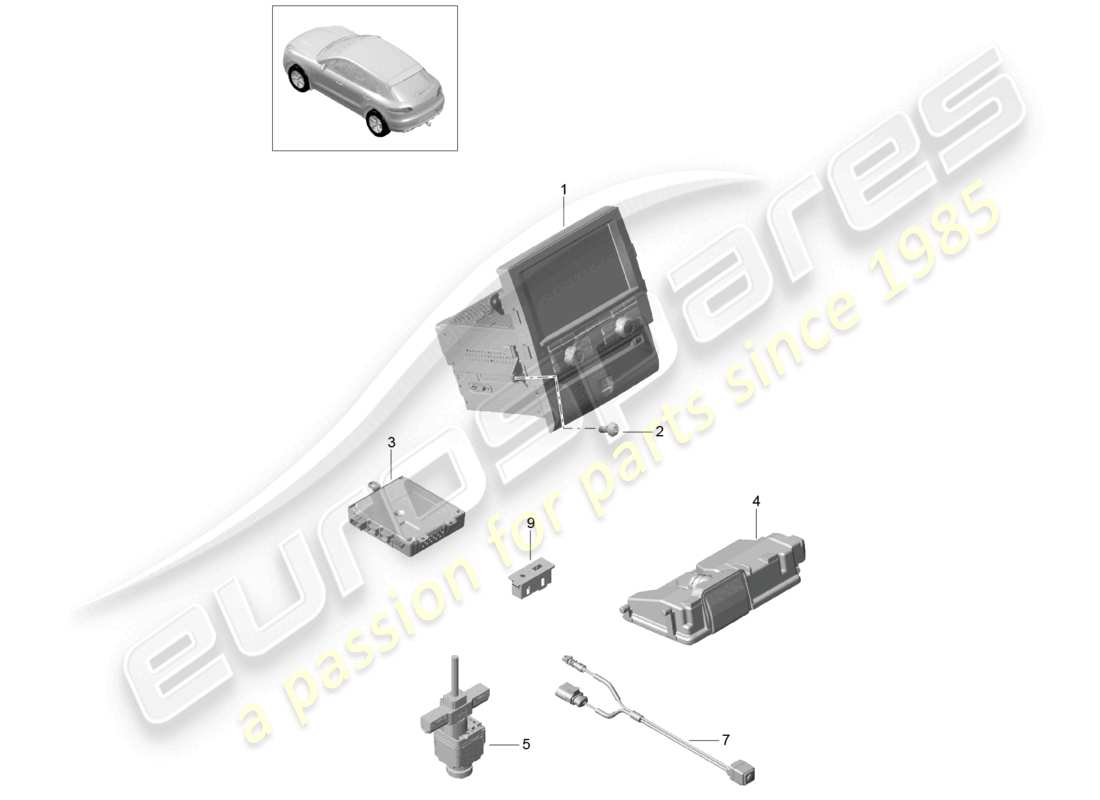 un schéma de pièces du catalogue de pièces porsche 2017 (macan)