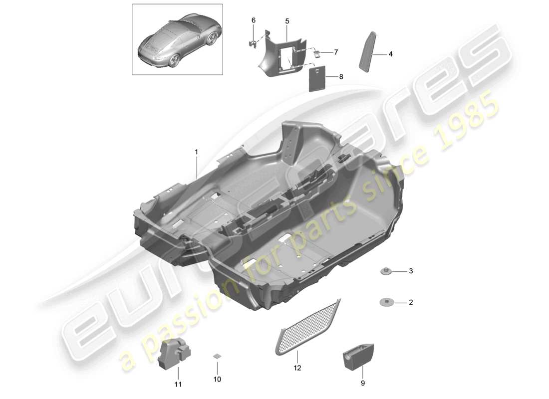 un schéma de pièces du catalogue de pièces porsche 2012 (991-1)