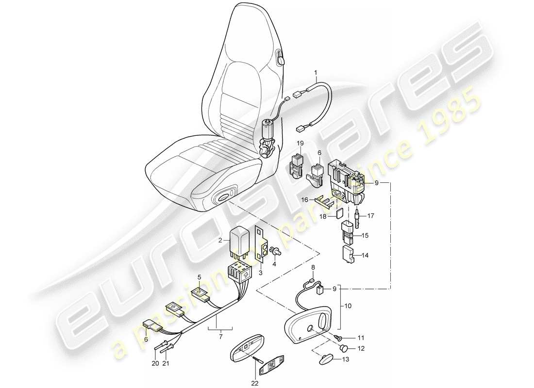 un schéma de pièces du catalogue de pièces porsche boxster