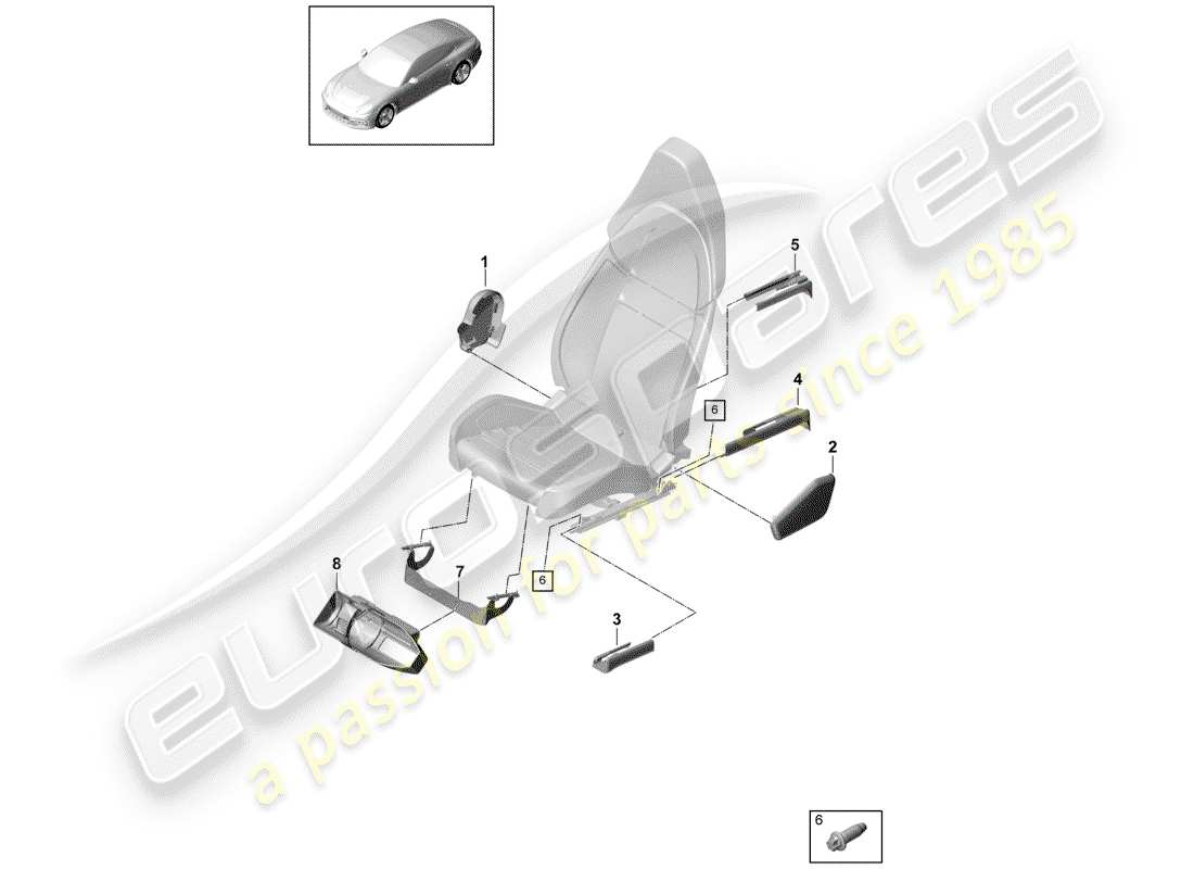 un schéma de pièces du catalogue de pièces porsche panamera