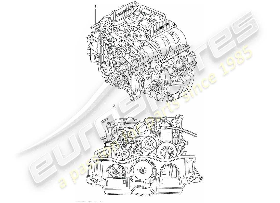 un schéma de pièces du catalogue de pièces porsche 1983 (refurbished and exchange catalogue)
