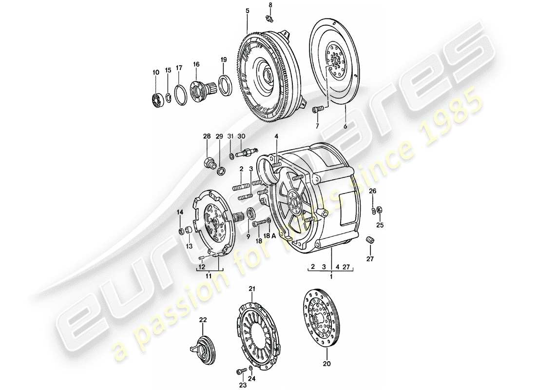 un schéma de pièces du catalogue de pièces porsche 911