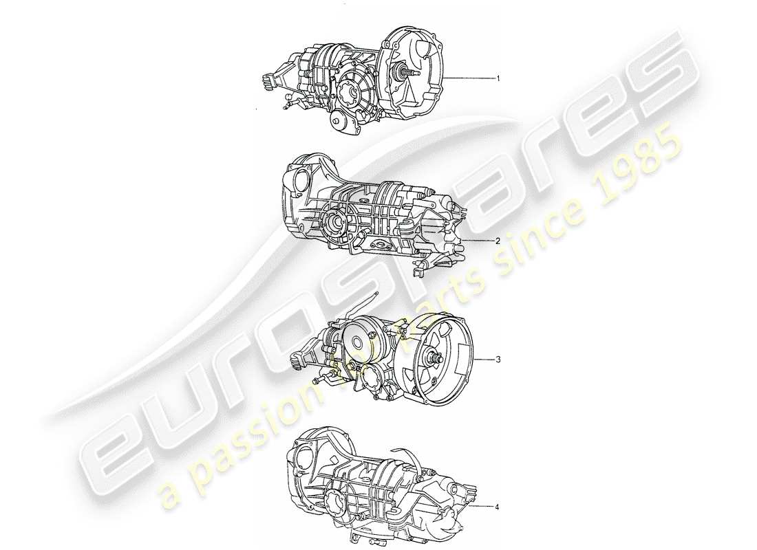 un schéma de pièces du catalogue de pièces porsche 1989 (refurbished and exchange catalogue)