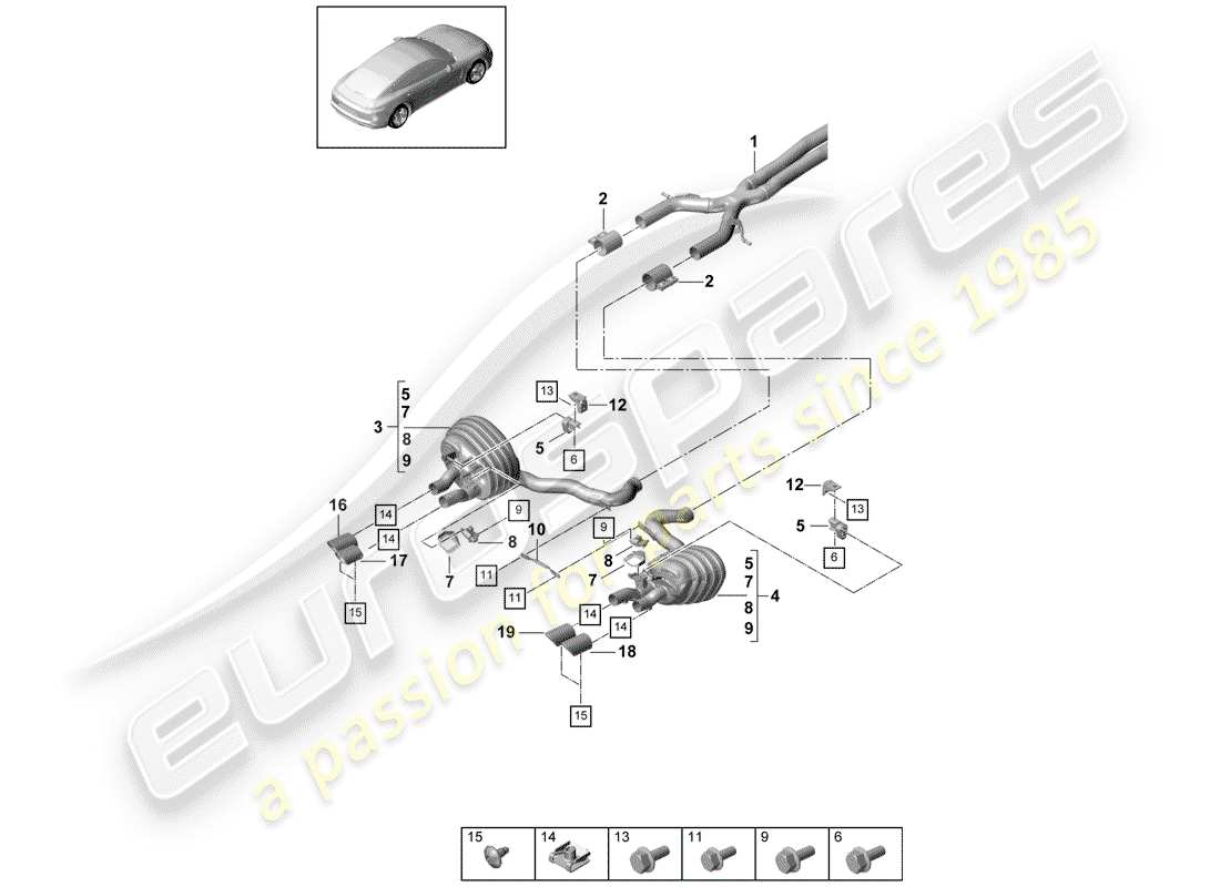un schéma de pièces du catalogue de pièces porsche panamera