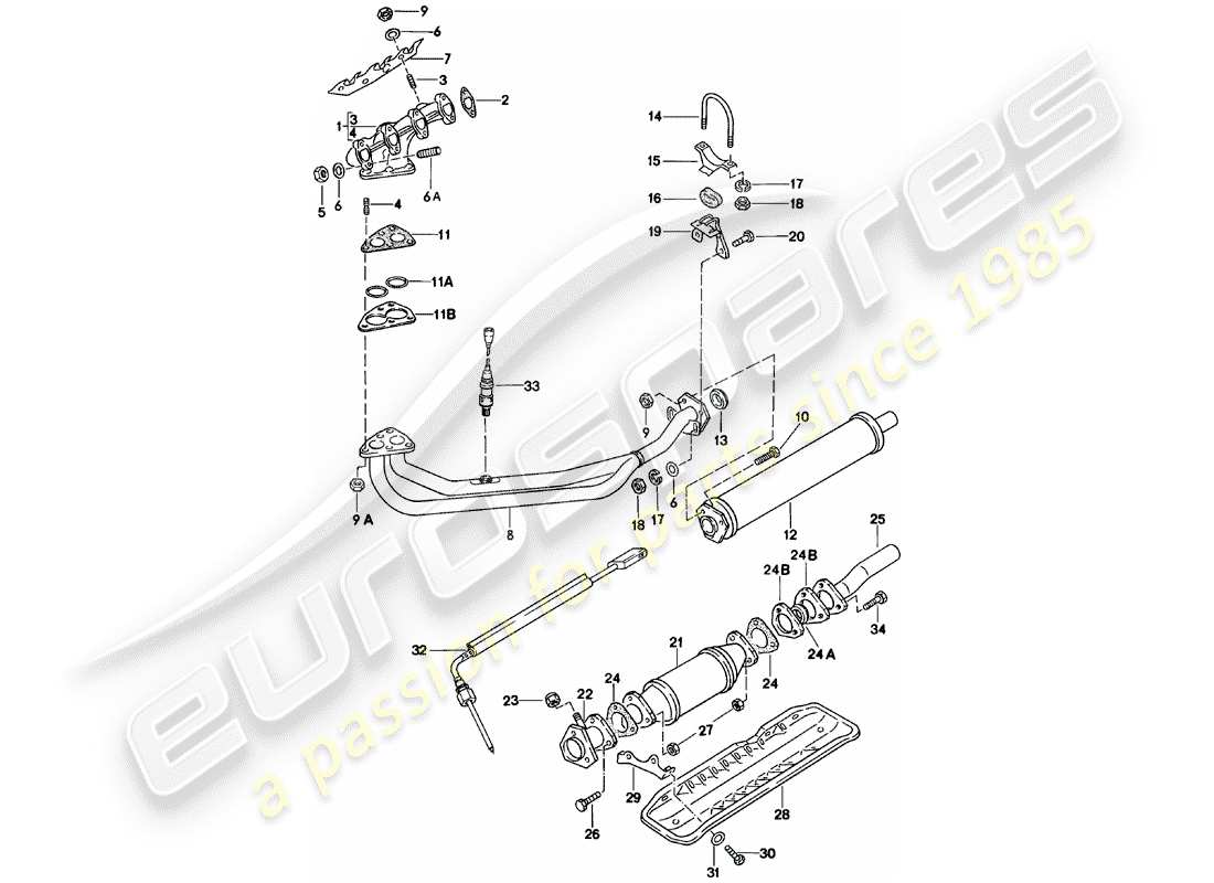 un schéma de pièces du catalogue de pièces porsche 1983 (924)