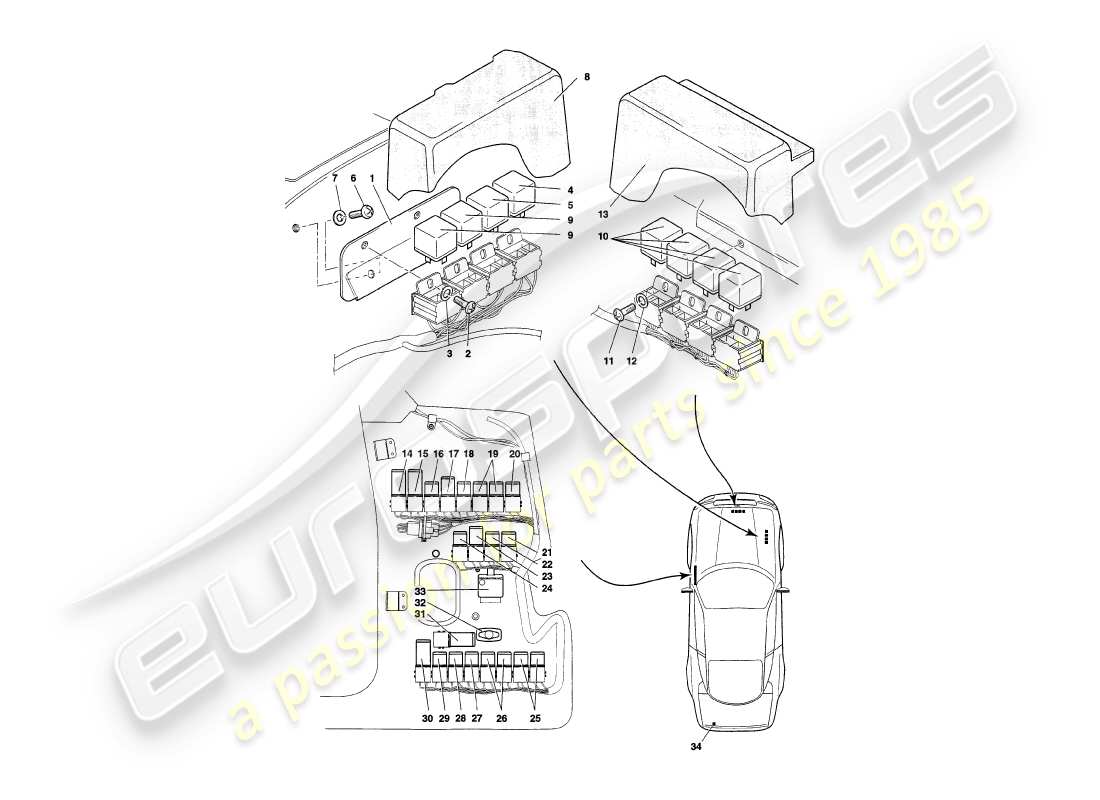 un schéma de pièces du catalogue de pièces aston martin v8 coupe (2000)